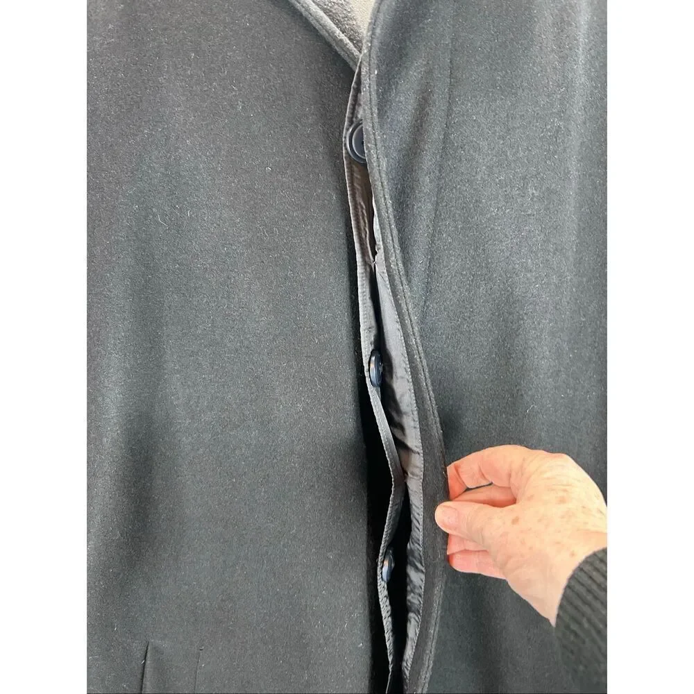 Lands’ End Black Wool Cashmere Blend Overcoat Men’s XL Classic Winter Coat